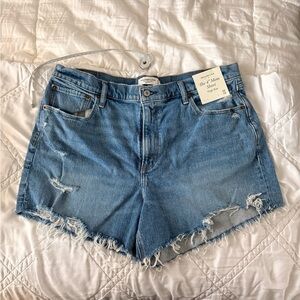 Abercrombie & Fitch Blue Frayed Hem Jean Shorts